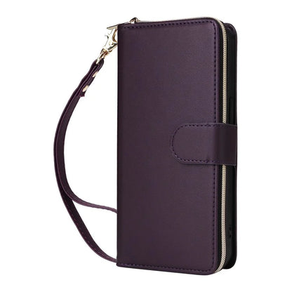R20 For iPhone 13 Pro Max Case Zipper Wallet Phone Leather Cover with Hand Strap