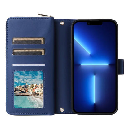 R20 For iPhone 13 Pro Max Case Zipper Wallet Phone Leather Cover with Hand Strap