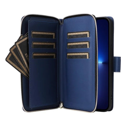 R20 For iPhone 13 Pro Max Case Zipper Wallet Phone Leather Cover with Hand Strap