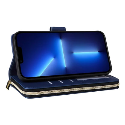R20 For iPhone 13 Pro Max Case Zipper Wallet Phone Leather Cover with Hand Strap