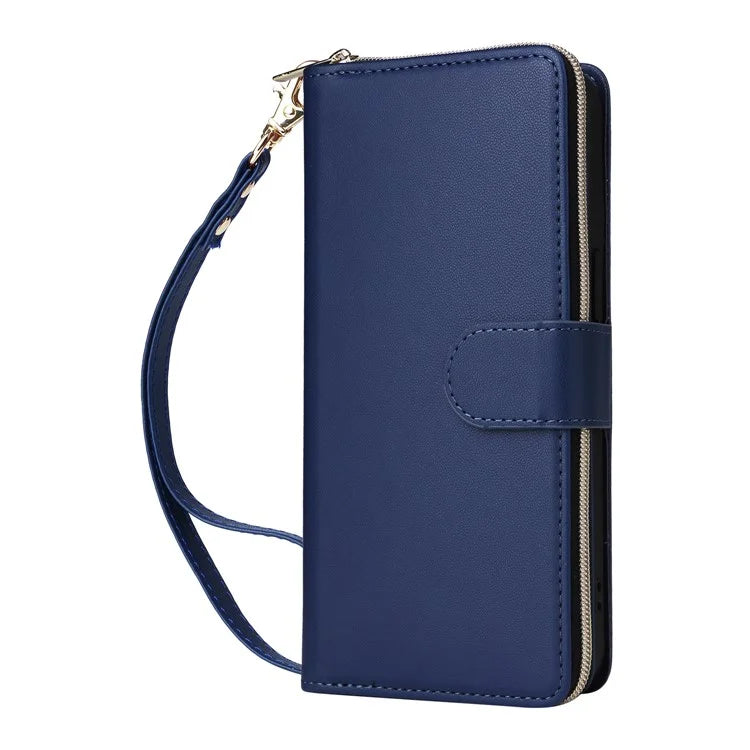 R20 For iPhone 13 Pro Max Case Zipper Wallet Phone Leather Cover with Hand Strap