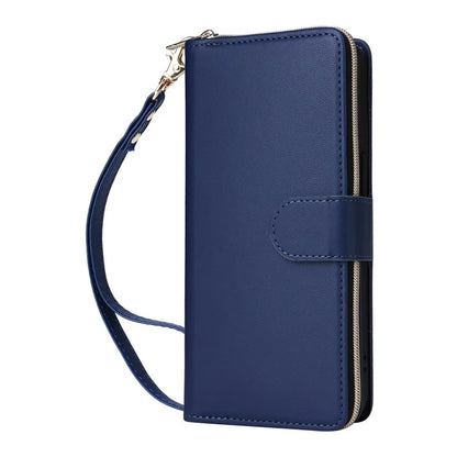 R20 For iPhone 13 Pro Max Case Zipper Wallet Phone Leather Cover with Hand Strap