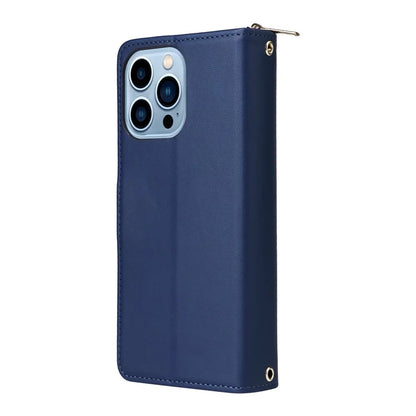 R20 For iPhone 13 Pro Max Case Zipper Wallet Phone Leather Cover with Hand Strap