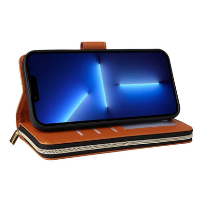 R20 For iPhone 13 Pro Max Case Zipper Wallet Phone Leather Cover with Hand Strap