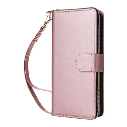 R20 For iPhone 13 Pro Max Case Zipper Wallet Phone Leather Cover with Hand Strap