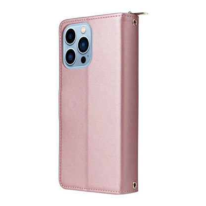 R20 For iPhone 13 Pro Max Case Zipper Wallet Phone Leather Cover with Hand Strap