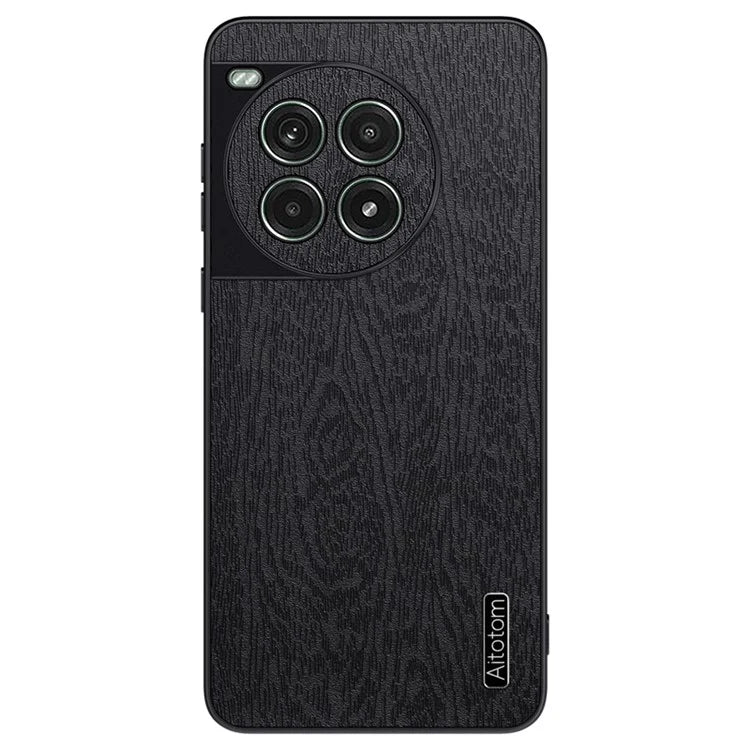 For OnePlus Ace 3 Pro 5G Case PU Leather+PC+TPU Cover Wood Texture