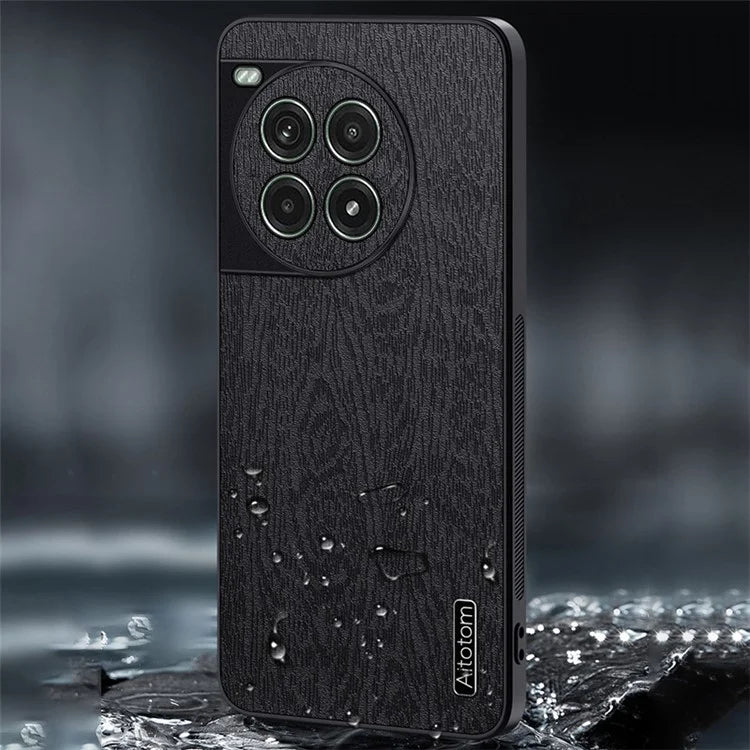 For OnePlus Ace 3 Pro 5G Case PU Leather+PC+TPU Cover Wood Texture