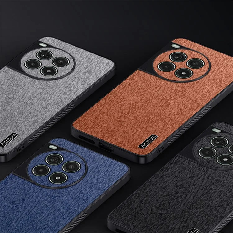 For OnePlus Ace 3 Pro 5G Case PU Leather+PC+TPU Cover Wood Texture
