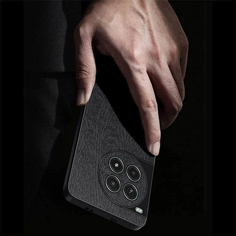 For OnePlus Ace 3 Pro 5G Case PU Leather+PC+TPU Cover Wood Texture