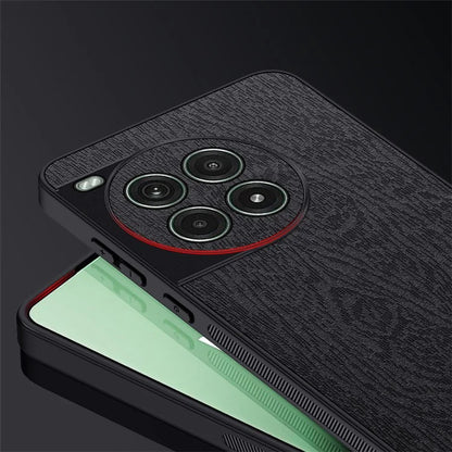 For OnePlus Ace 3 Pro 5G Case PU Leather+PC+TPU Cover Wood Texture
