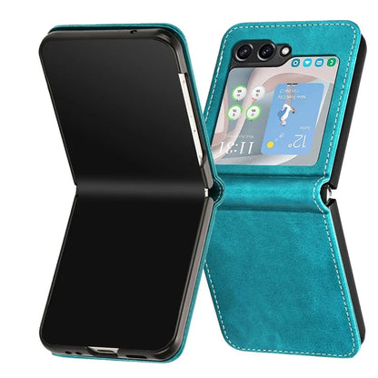 For Samsung Galaxy Z Flip6 5G / Z Flip5 5G Case PU Leather Hard PC Phone Cover Calf Texture