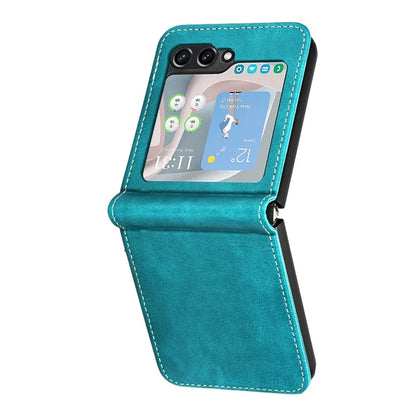 For Samsung Galaxy Z Flip6 5G / Z Flip5 5G Case PU Leather Hard PC Phone Cover Calf Texture
