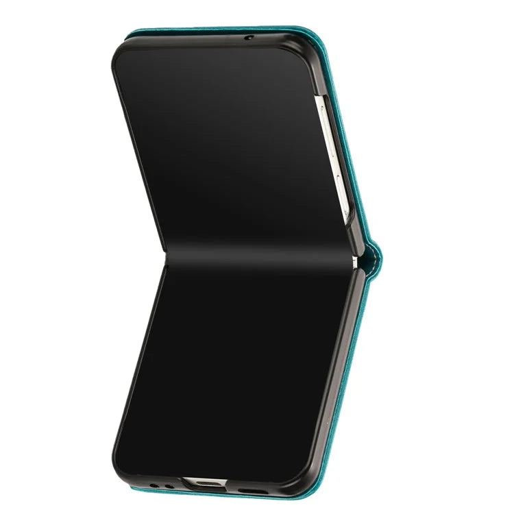 For Samsung Galaxy Z Flip6 5G / Z Flip5 5G Case PU Leather Hard PC Phone Cover Calf Texture