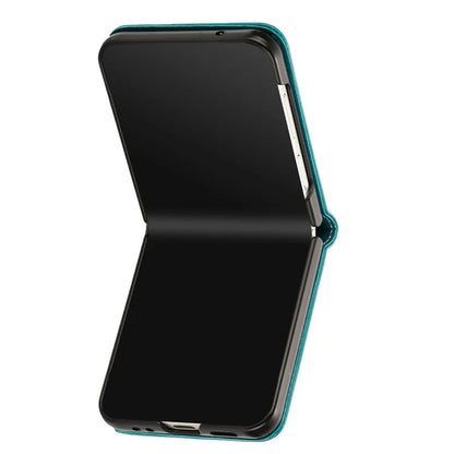 For Samsung Galaxy Z Flip6 5G / Z Flip5 5G Case PU Leather Hard PC Phone Cover Calf Texture
