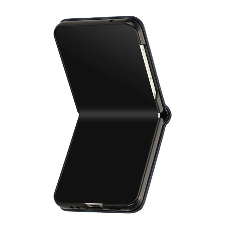 For Samsung Galaxy Z Flip6 5G / Z Flip5 5G Case PU Leather Hard PC Phone Cover Calf Texture