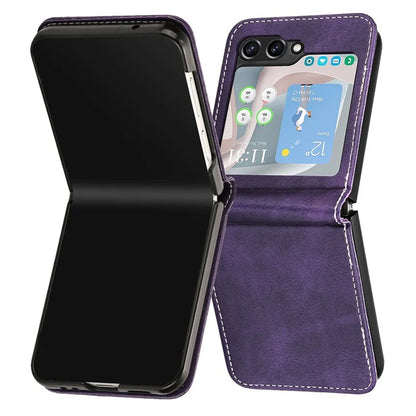 For Samsung Galaxy Z Flip6 5G / Z Flip5 5G Case PU Leather Hard PC Phone Cover Calf Texture