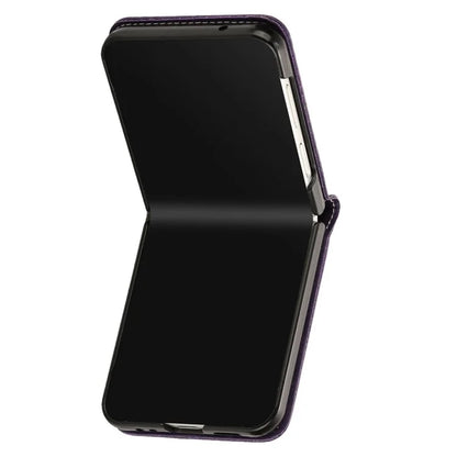 For Samsung Galaxy Z Flip6 5G / Z Flip5 5G Case PU Leather Hard PC Phone Cover Calf Texture