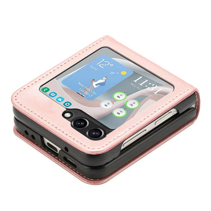 For Samsung Galaxy Z Flip6 5G / Z Flip5 5G Case PU Leather Hard PC Phone Cover Calf Texture