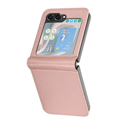 For Samsung Galaxy Z Flip6 5G / Z Flip5 5G Case PU Leather Hard PC Phone Cover Calf Texture