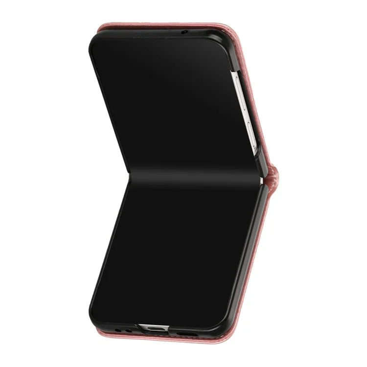 For Samsung Galaxy Z Flip6 5G / Z Flip5 5G Case PU Leather Hard PC Phone Cover Calf Texture
