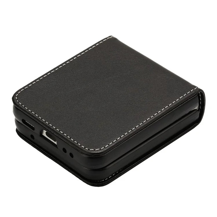 For Samsung Galaxy Z Flip6 5G / Z Flip5 5G Case PU Leather Hard PC Phone Cover Calf Texture