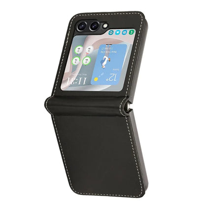 For Samsung Galaxy Z Flip6 5G / Z Flip5 5G Case PU Leather Hard PC Phone Cover Calf Texture