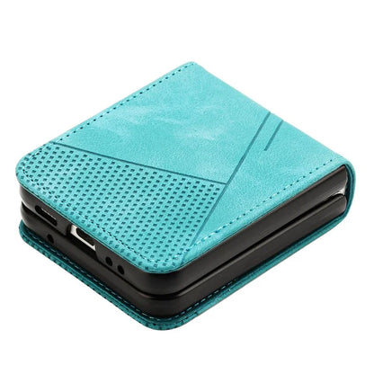 For Samsung Galaxy Z Flip6 5G / Z Flip5 5G Case Triangle Patterns PU Leather Hard PC Crossbody Phone Cover