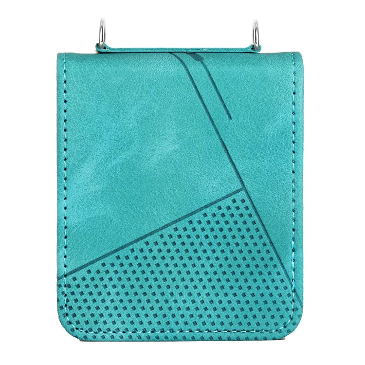 For Samsung Galaxy Z Flip6 5G / Z Flip5 5G Case Triangle Patterns PU Leather Hard PC Crossbody Phone Cover