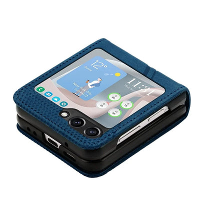 For Samsung Galaxy Z Flip6 5G / Z Flip5 5G Case Triangle Patterns PU Leather Hard PC Crossbody Phone Cover