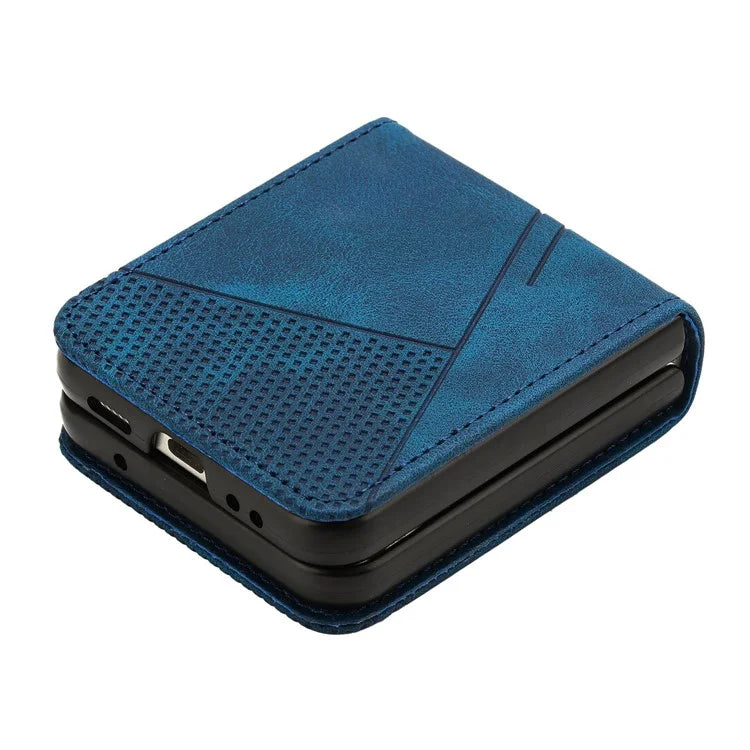 For Samsung Galaxy Z Flip6 5G / Z Flip5 5G Case Triangle Patterns PU Leather Hard PC Crossbody Phone Cover