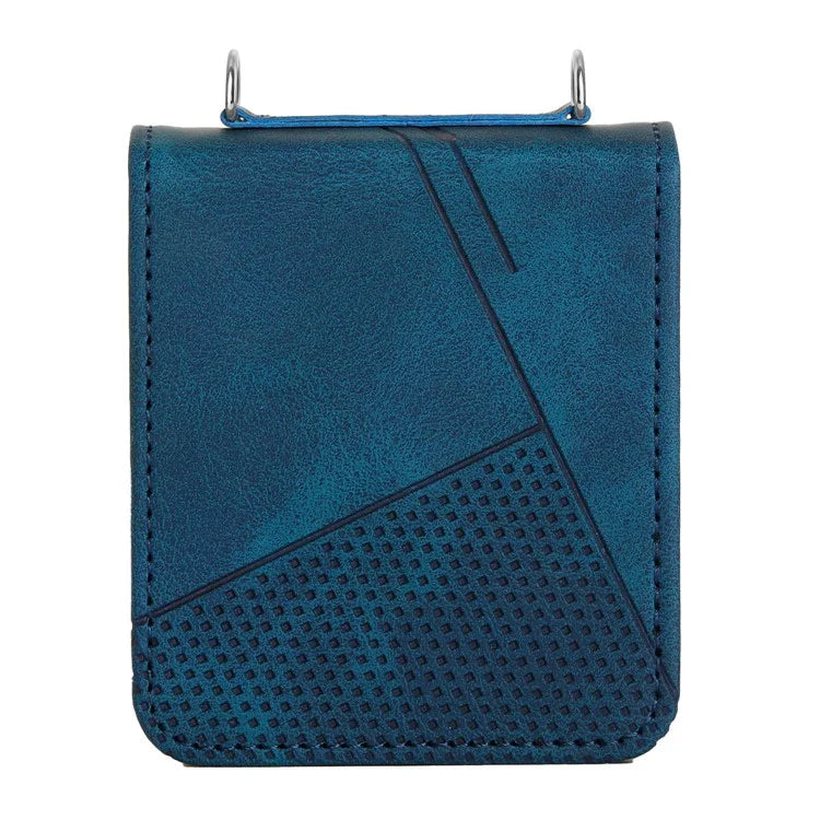 For Samsung Galaxy Z Flip6 5G / Z Flip5 5G Case Triangle Patterns PU Leather Hard PC Crossbody Phone Cover