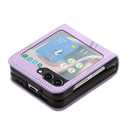 For Samsung Galaxy Z Flip6 5G / Z Flip5 5G Case Triangle Patterns PU Leather Hard PC Crossbody Phone Cover