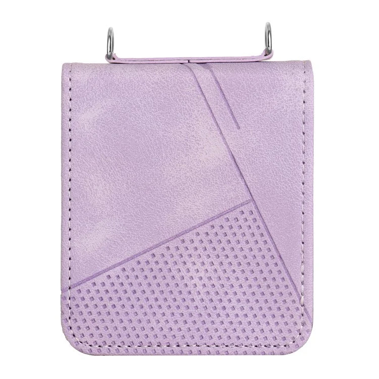 For Samsung Galaxy Z Flip6 5G / Z Flip5 5G Case Triangle Patterns PU Leather Hard PC Crossbody Phone Cover