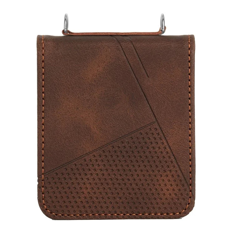 For Samsung Galaxy Z Flip6 5G / Z Flip5 5G Case Triangle Patterns PU Leather Hard PC Crossbody Phone Cover