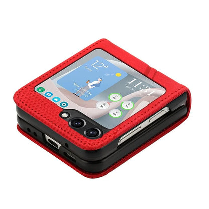 For Samsung Galaxy Z Flip6 5G / Z Flip5 5G Case Triangle Patterns PU Leather Hard PC Crossbody Phone Cover