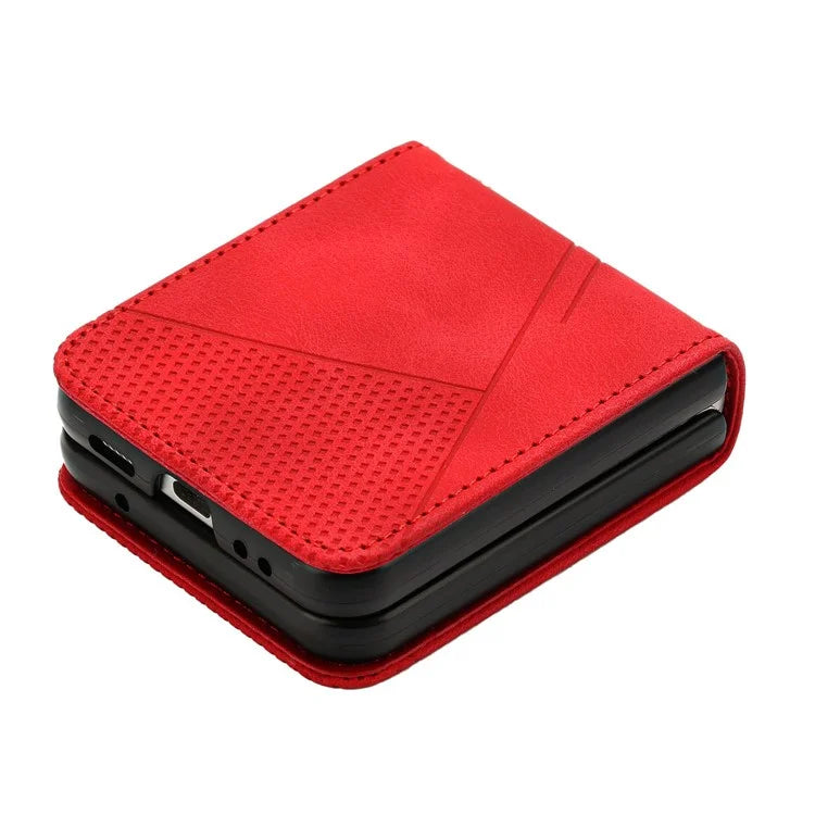 For Samsung Galaxy Z Flip6 5G / Z Flip5 5G Case Triangle Patterns PU Leather Hard PC Crossbody Phone Cover