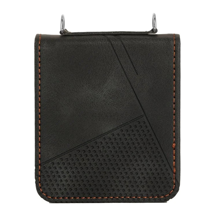 For Samsung Galaxy Z Flip6 5G / Z Flip5 5G Case Triangle Patterns PU Leather Hard PC Crossbody Phone Cover
