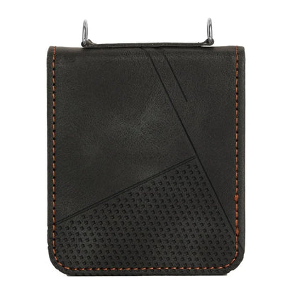 For Samsung Galaxy Z Flip6 5G / Z Flip5 5G Case Triangle Patterns PU Leather Hard PC Crossbody Phone Cover