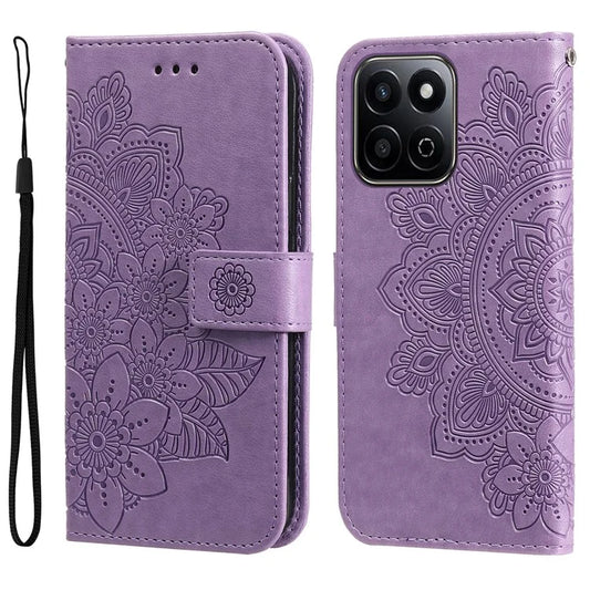 For Honor Play 60 Plus 5G Wallet Case Flower Imprint Leather Phone Cover