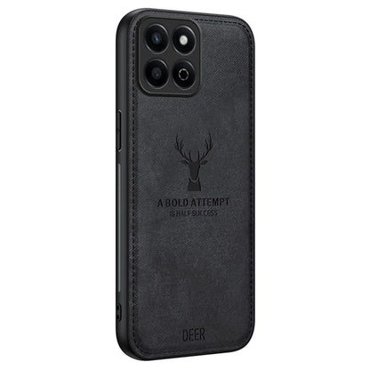 For Honor Play 60 Plus 5G Case Deer Pattern Cloth Texture PU Leather Back Phone Cover