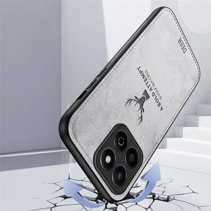 For Honor Play 60 Plus 5G Case Deer Pattern Cloth Texture PU Leather Back Phone Cover