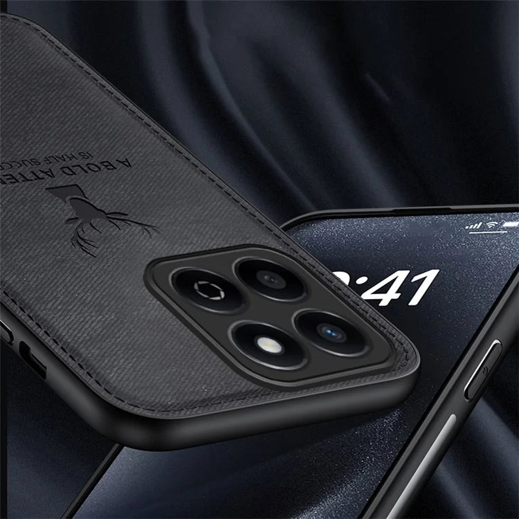 For Honor Play 60 Plus 5G Case Deer Pattern Cloth Texture PU Leather Back Phone Cover