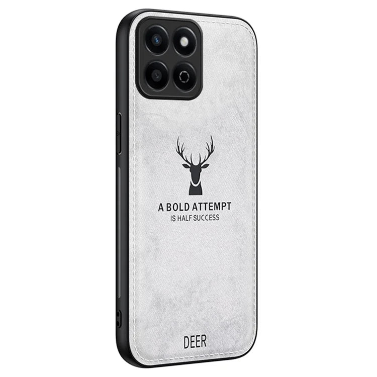 For Honor Play 60 Plus 5G Case Deer Pattern Cloth Texture PU Leather Back Phone Cover