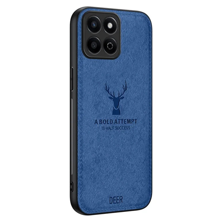 For Honor Play 60 Plus 5G Case Deer Pattern Cloth Texture PU Leather Back Phone Cover