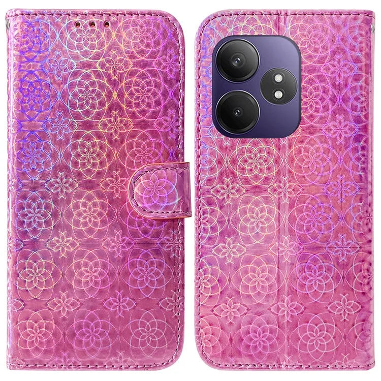 For Realme GT Neo6 SE 5G / GT 6 5G / 6T 5G / Neo6 5G Case Leather Stand Phone Cover with Dazzling Flower