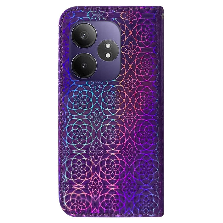 For Realme GT Neo6 SE 5G / GT 6 5G / 6T 5G / Neo6 5G Case Leather Stand Phone Cover with Dazzling Flower
