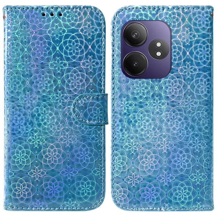 For Realme GT Neo6 SE 5G / GT 6 5G / 6T 5G / Neo6 5G Case Leather Stand Phone Cover with Dazzling Flower