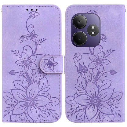 For Realme GT Neo6 SE 5G / GT 6 5G / 6T 5G / Neo6 5G Leather Case Lily Flower Imprint Phone Cover with Stand
