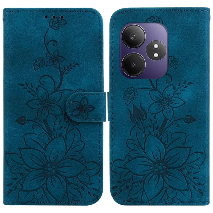 For Realme GT Neo6 SE 5G / GT 6 5G / 6T 5G / Neo6 5G Leather Case Lily Flower Imprint Phone Cover with Stand
